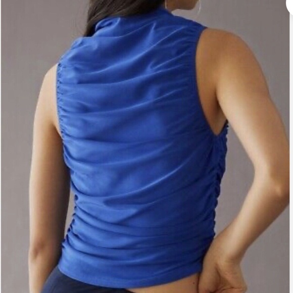 Anthropologie En Elly Ruched Mock Neck Tank Royal Blue Size Small (S) - Picture 2 of 10